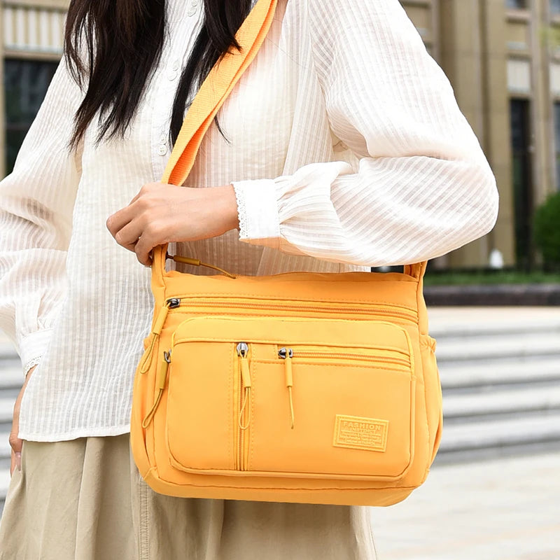 Fashion Women's Crossbody Bag Multi-Pockets High-Quality Waterproof Nylon Large Capacity Shoulder Messenger Handbag