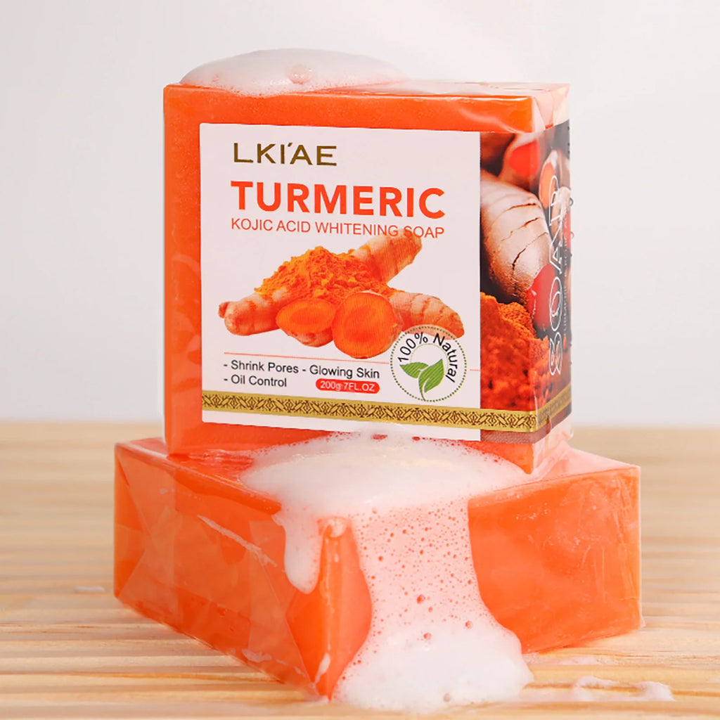 AILKE Organic Turmeric Whitening Soap Bar – Kojic Acid & Lemon for Acne, Melanin & Dark Spots, 200g