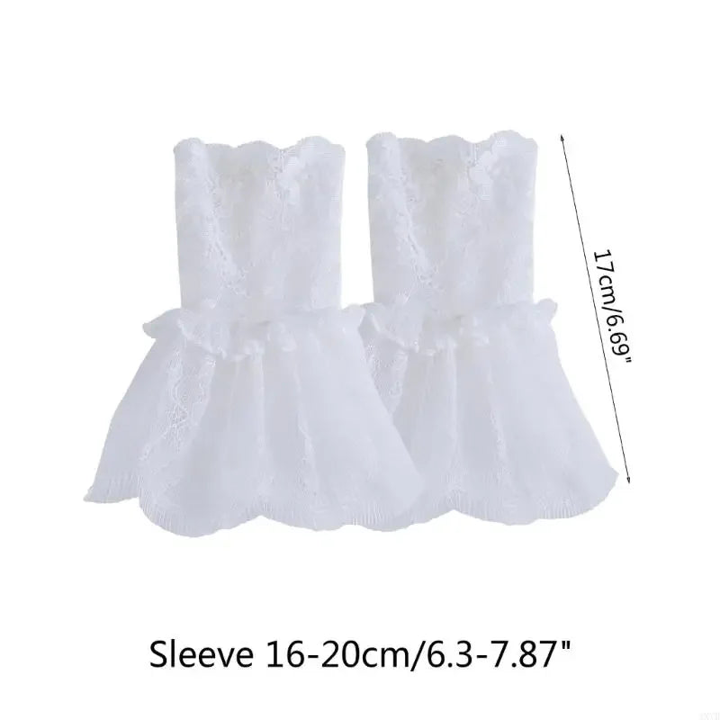 Elegant Detachable Bridal Wrist Cuffs – Lace Pleated Wedding Dress & Formal Attire Cuffs