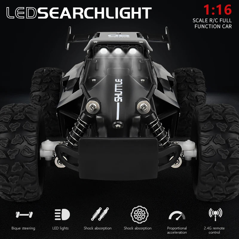 ZWN 1:16 Scale 2.4G 4WD RC Off-Road Climbing Car with LED Lights – Alloy Body for Boys & Girls