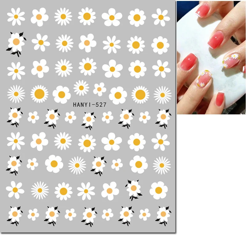 3D Summer Tropical Nail Art Sticker Decals — Palms, Butterflies & Flowers