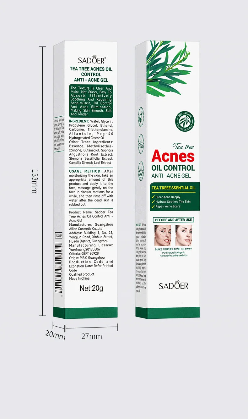 SADOER Tea Tree Acne Clearing Facial Gel Cream