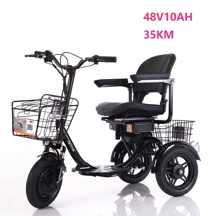 3-Wheel Electric Mobility Scooter for Adults, Folding Long-Range Design