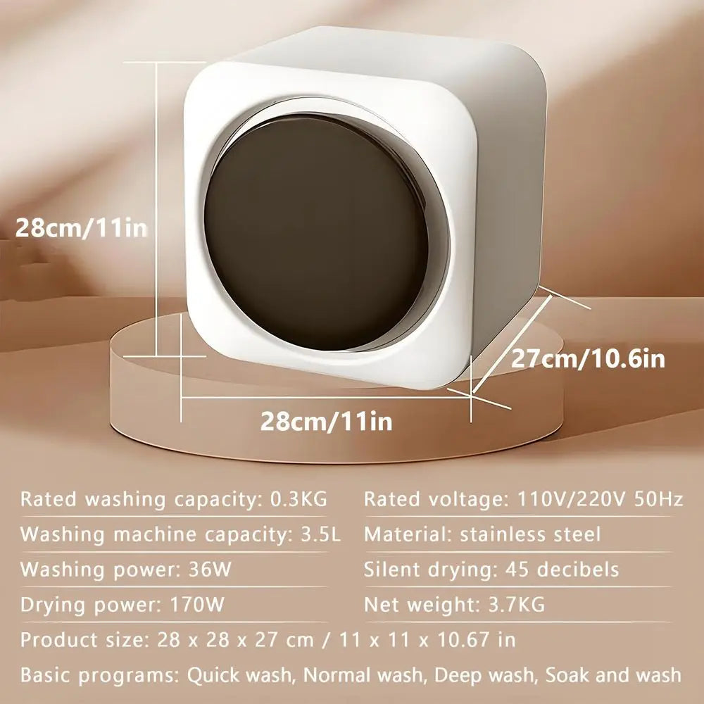 Mini Portable Washer & Dryer Combo — 3.5L Wall-Mounted Fully Automatic Front Drum Washing Machine for Small Spaces