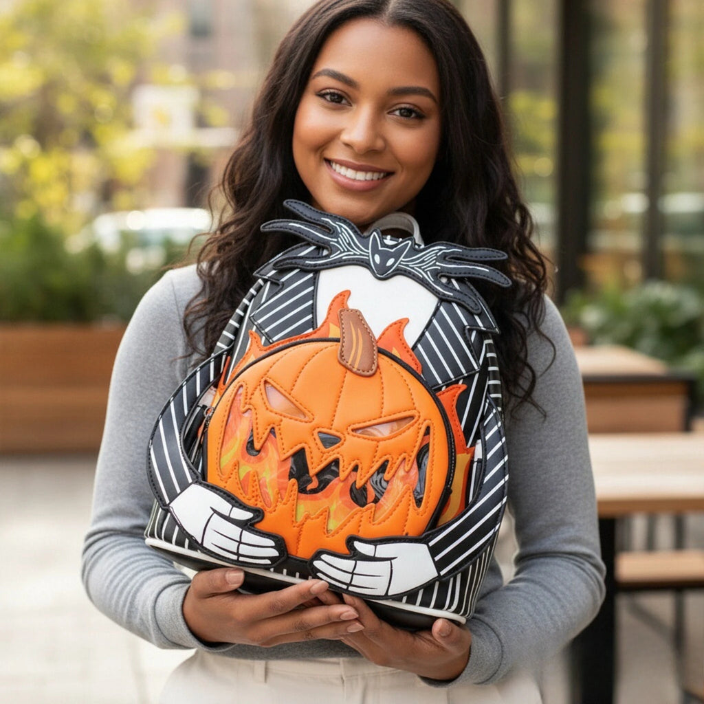 Nightmare Before Christmas Jack Pumpkin Glow Anime Backpack – Cartoon Character Bag for Women & Students