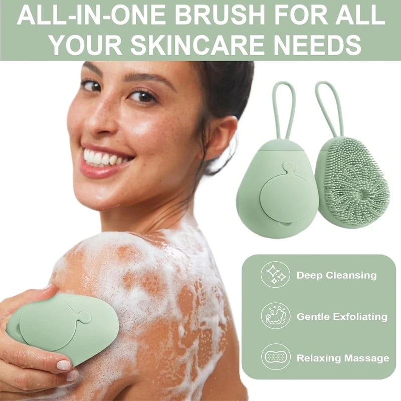 Silicone Refillable Body Scrubber Brush – Soft Exfoliating Shower Massage Brush
