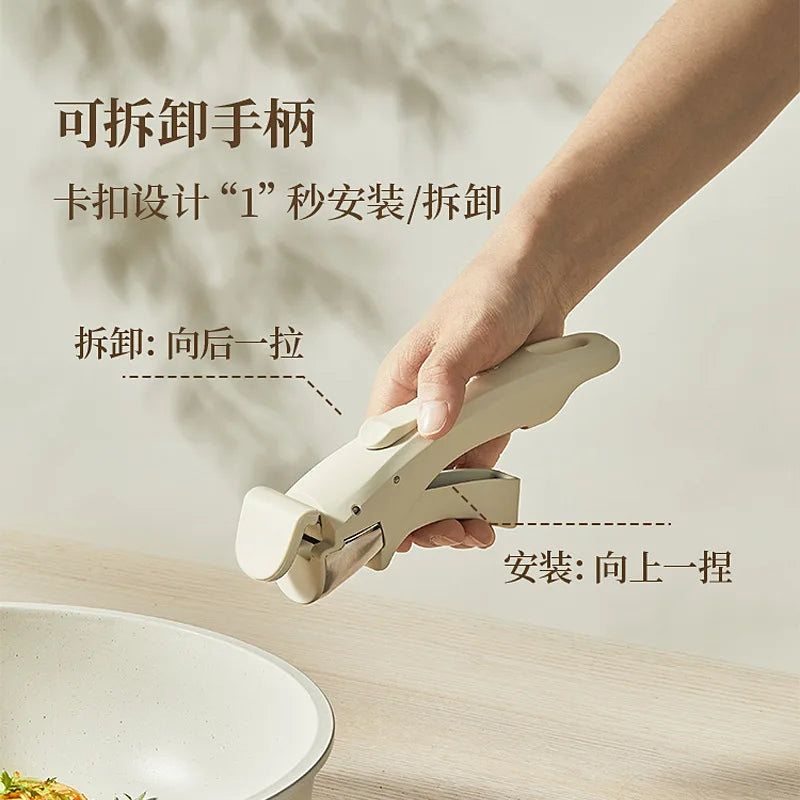 Nonstick Cookware Set – White, Detachable Handle