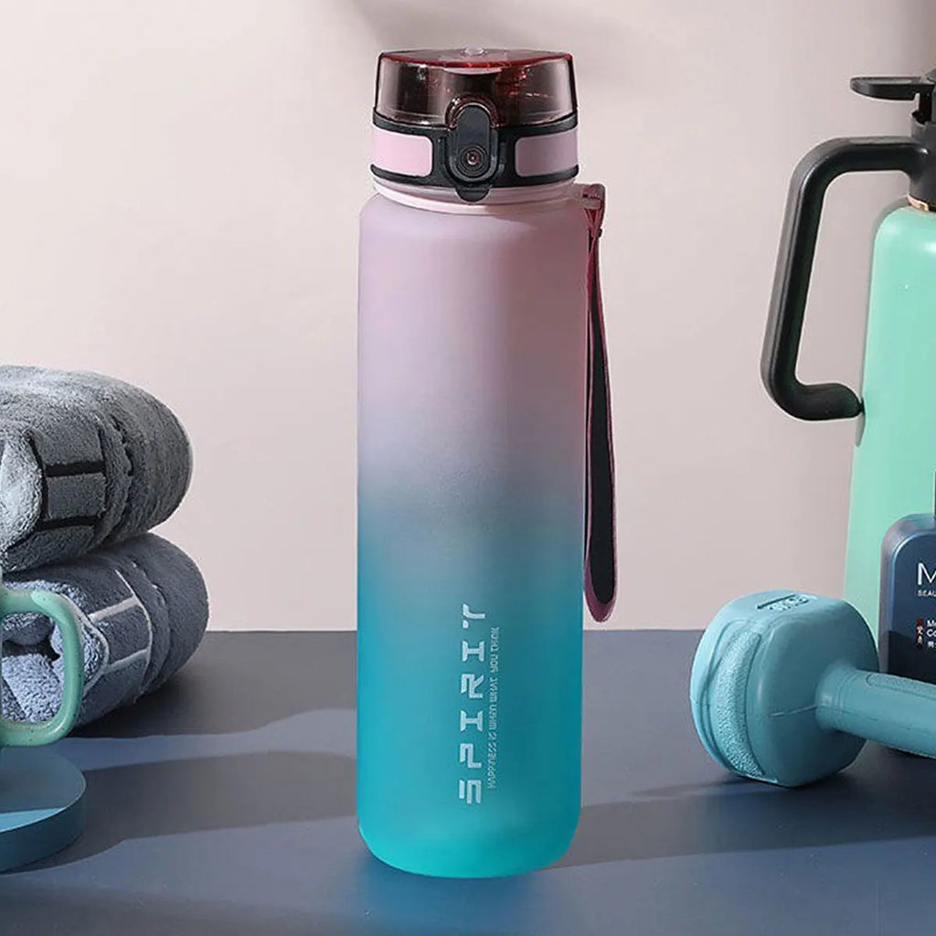 WIFEFUN Gradient Water Bottle 600ml/750ml/1000ml – BPA-Free PC, One-Button Flip Lid, Leakproof, Outdoor & Gym