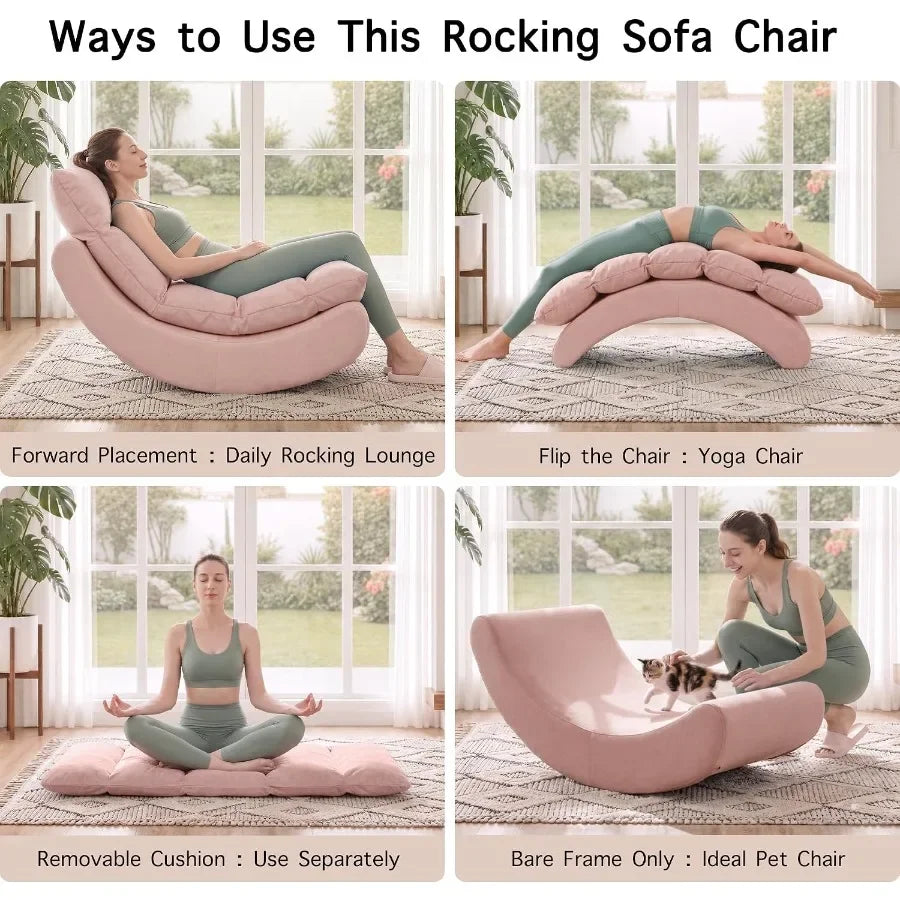 Velvet Rocking Chaise Lounge Chair