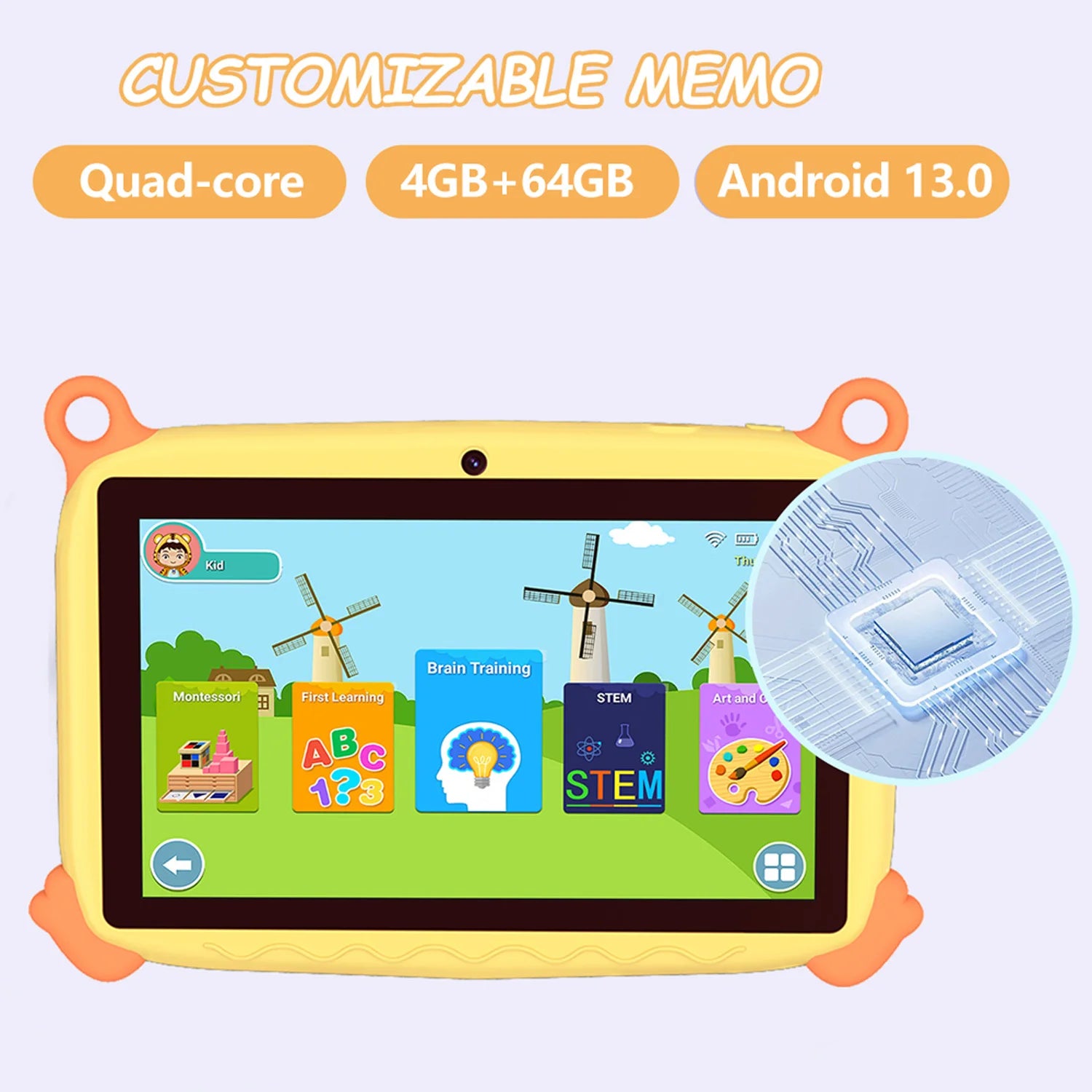 BDF 7" Kids Tablet – 4GB RAM, 64GB, Android 13, 5G Wi-Fi, 1280x800 IPS
