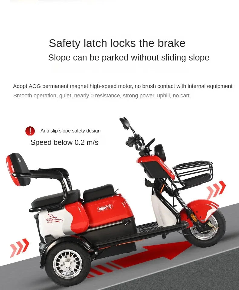 3-Wheel Electric Mobility Scooter for Adults, Long-Range Tricycle