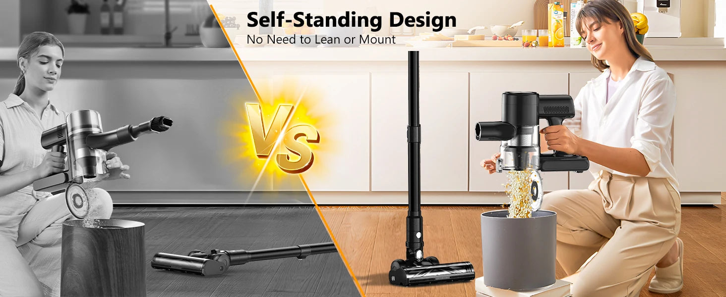 SUXIANGVAC Cordless Stick Vacuum Cleaner — 500W 55Kpa, 55-Min Runtime, Anti-Tangle, HEPA, Self-Standing