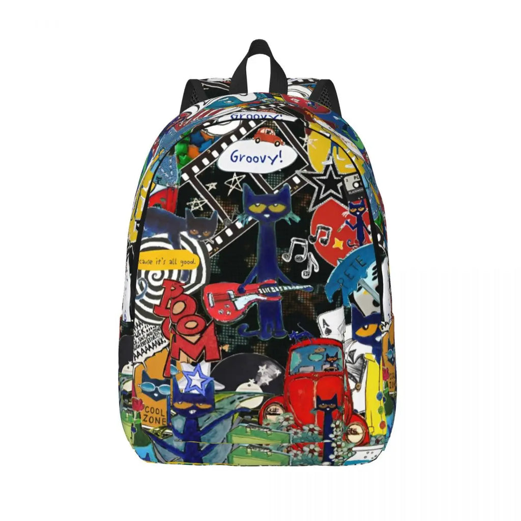 Pete the Cat Canvas Backpack – Comic Print Daypack
