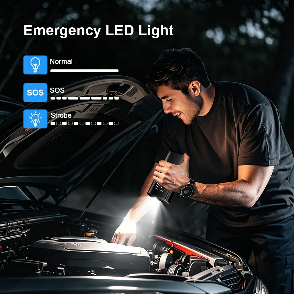 Cordless Tire Inflator with Dual Display and Auto Shutoff