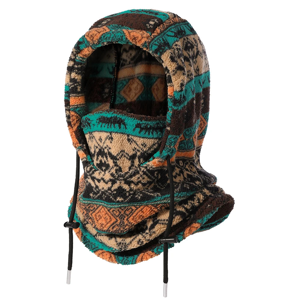 Fleece Balaclava Hood with Drawstring and Neck Warmer