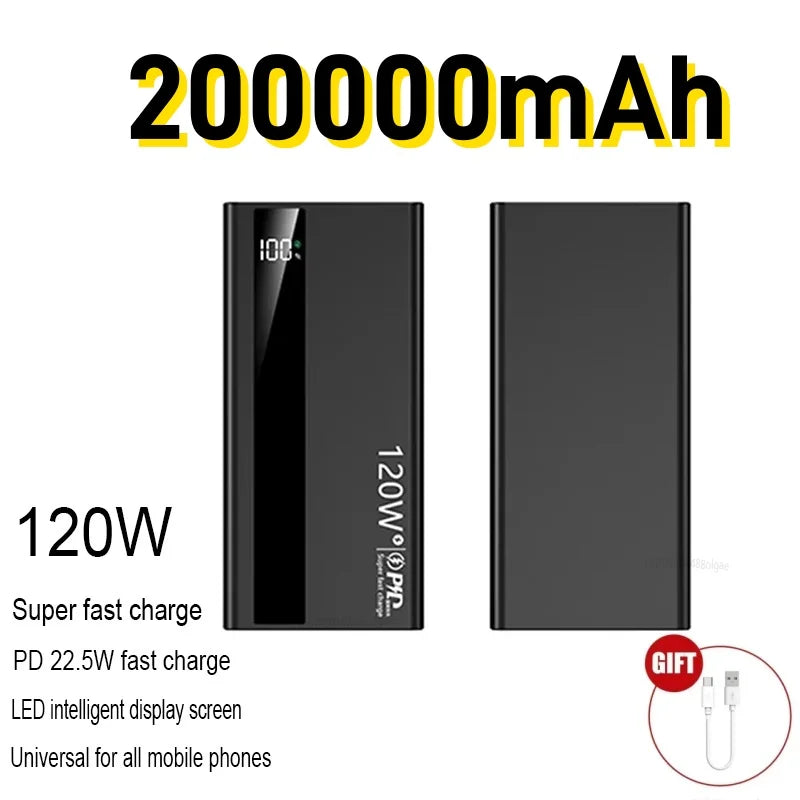 500000mAh Power Bank – 120W Fast Charging Large Capacity PD 20W Portable Charger for All Phones