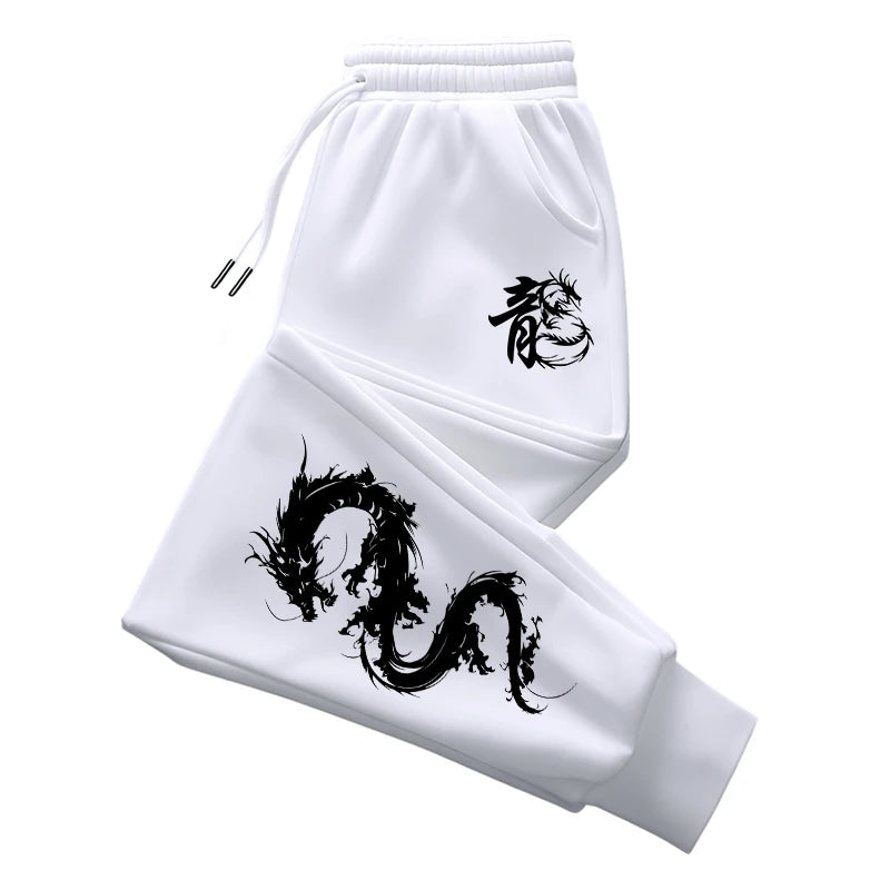 Men's Chinese Dragon Print Hooded Sweatshirt & Sweatpants Set – Autumn Winter Casual