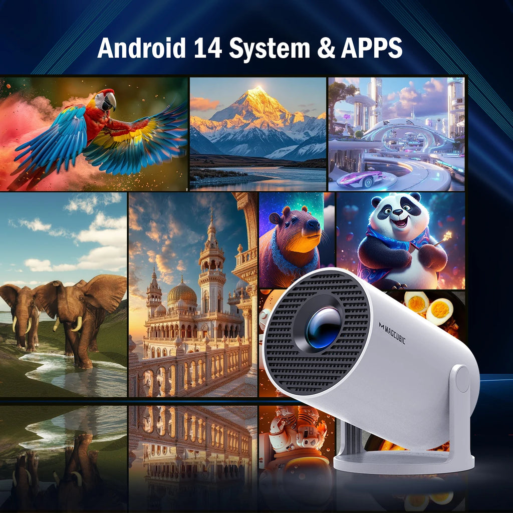 MAGCUBIC HY300 Pro Mini Projector – Android 14, 290 ANSI, WiFi 6, BT 5.4, 720P Native, Home Cinema