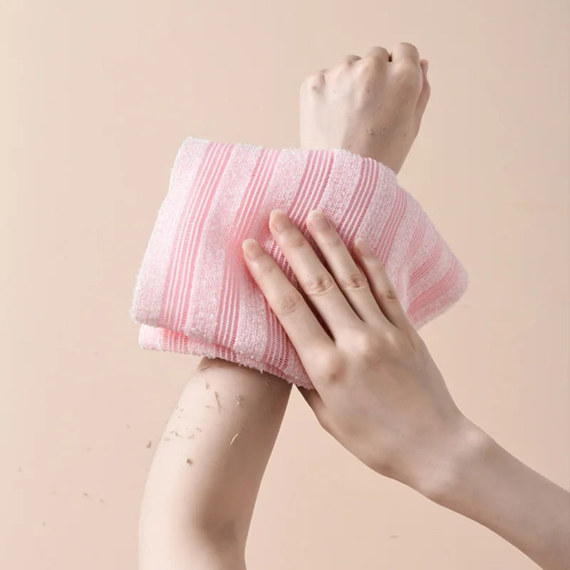 Japanese Rubbing Washcloth Bath Nylon Towel Brush – Exfoliating Scrub Shower Sponge for Back