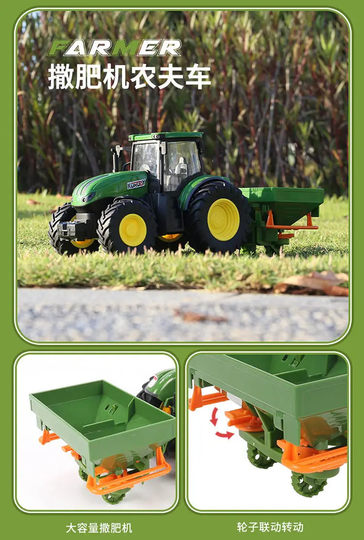 Farm Tractor Toy with Trailer & Accessories – Simulation Farmer Vehicle Set for Kids