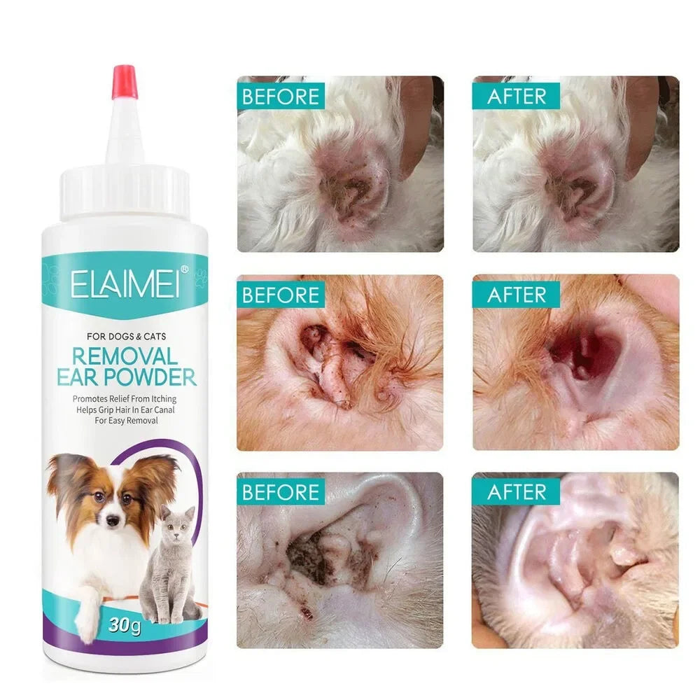 Healthy Ears, Happy Pets — Pet Ear Powder for Dogs & Cats | Ear Hair Removal, Anti-Bacterial, Reduces Mites & Inflammation, 30g