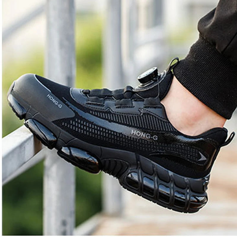 Men's Air Mesh Button-Closure Work Shoes