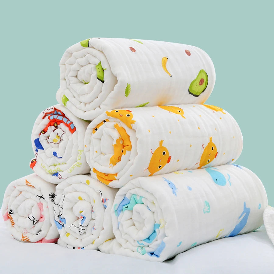 4-Layer Gauze Baby Bath Towel – Soft Cotton Infant Washcloth, Newborn Bathrobe & Swaddle Blanket