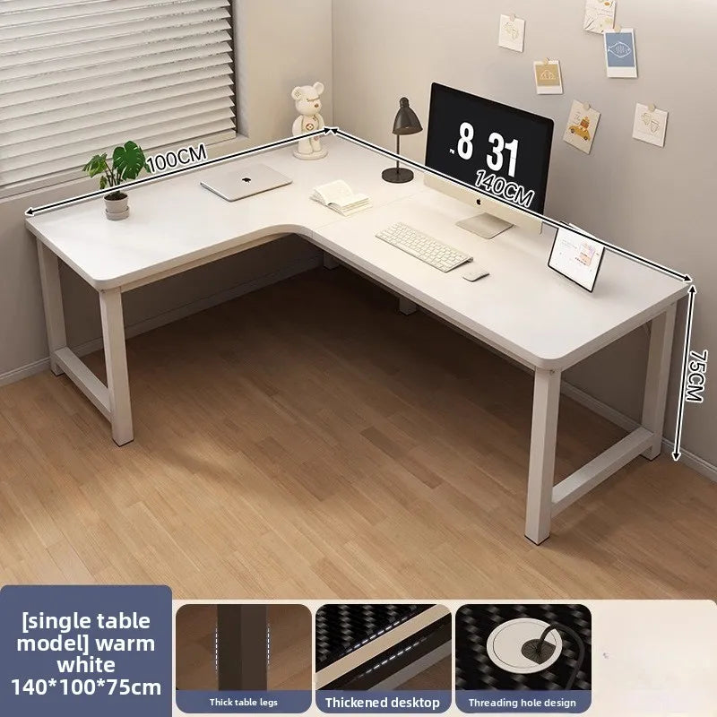 L-Shaped Corner Computer Heavy Duty Steel Frame Home Office WorkstationSpace Saving Writing Table for Gaming Bedroom Living
