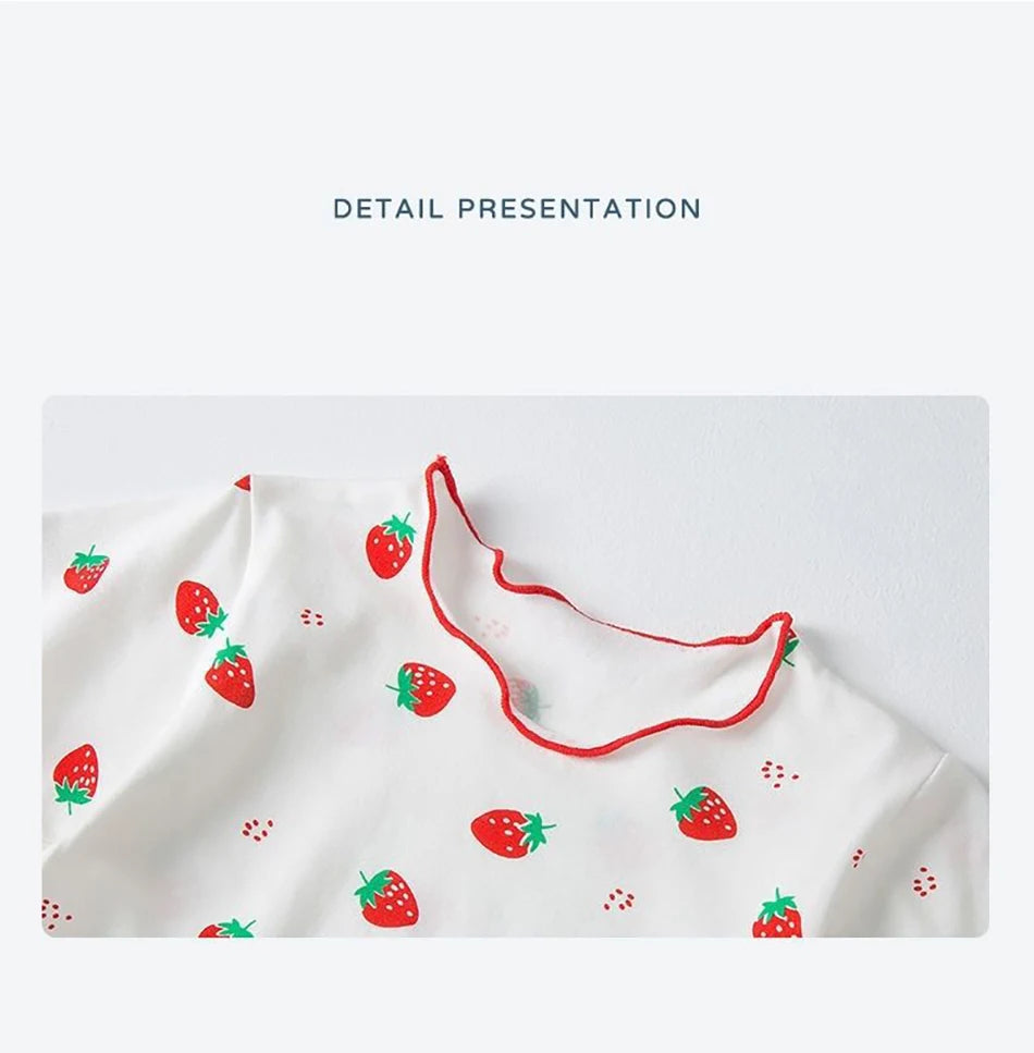 Baby Girl Strawberry Pajamas Set | Short Sleeve 2-Piece Toddler Summer Sleepwear