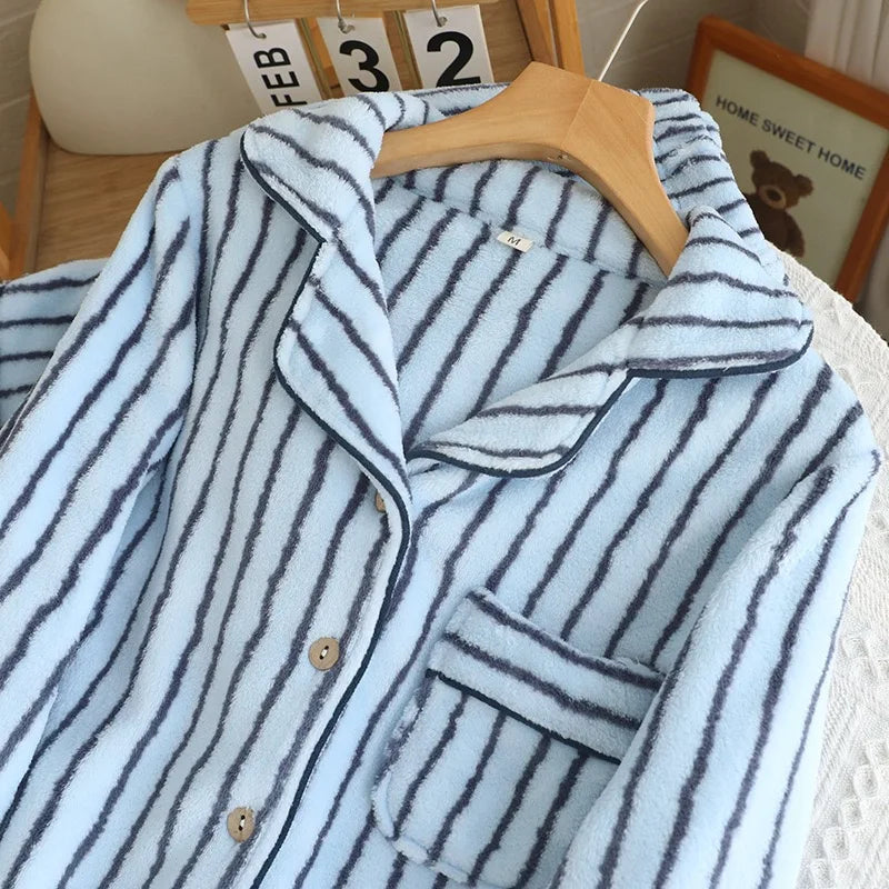 Winter Couples Flannel Pajama Set | Warm 2-Piece Matching Sleepwear for Men & Women