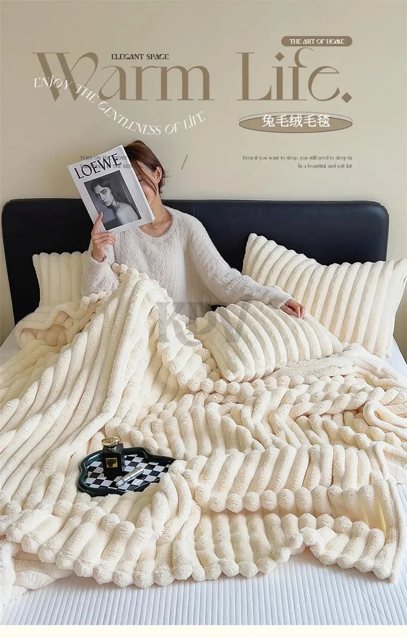 Faux Rabbit Fur Blanket – Plush Throw & Bedding Set Options