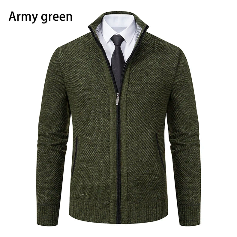 Men's Fleece Zip Cardigan Jacket — Warm Casual Layering Piece