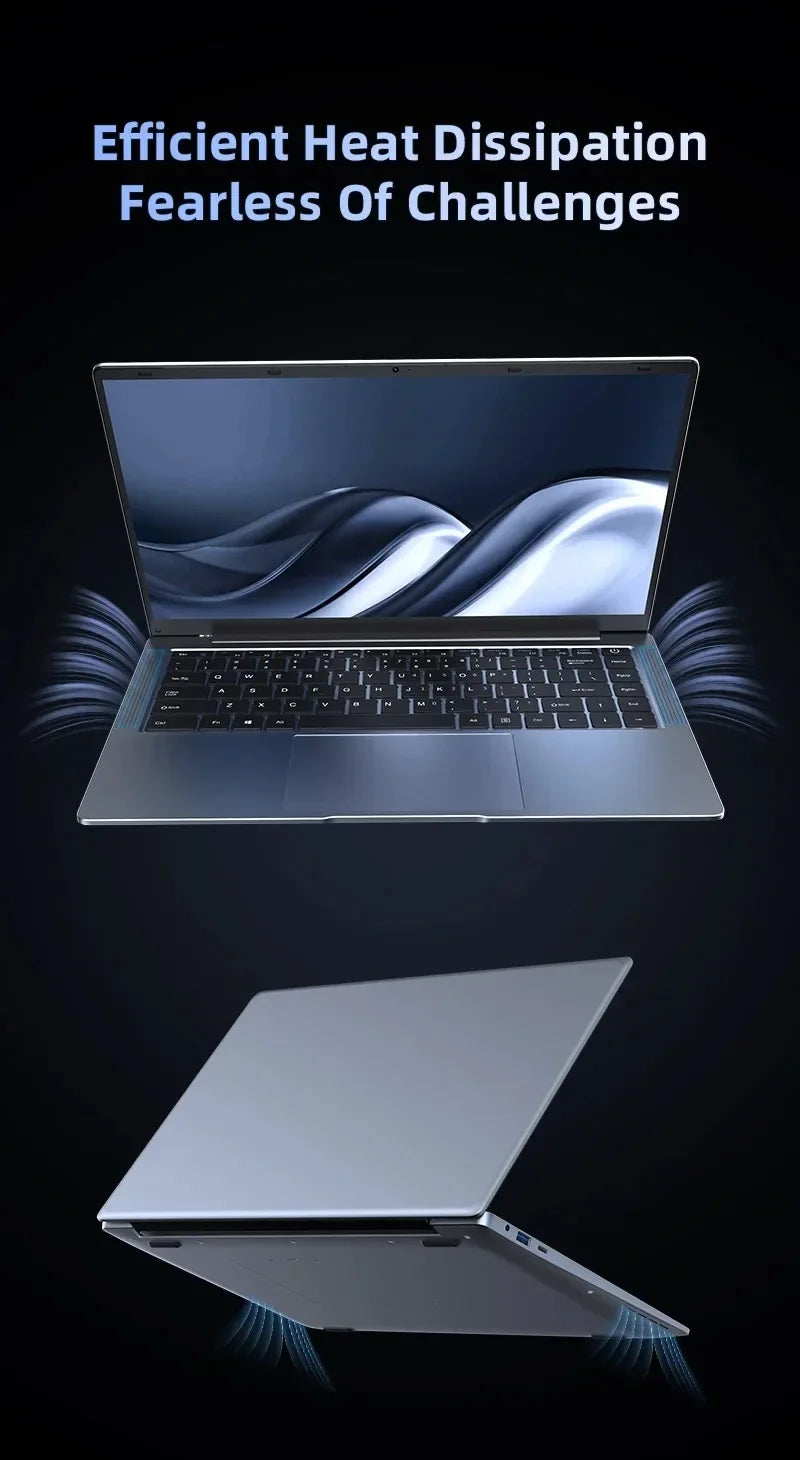 14.1" Intel N3700 Slim Laptop – 16GB DDR4, Up to 2TB SSD, Dual Cameras, Wi-Fi 6, Windows 11