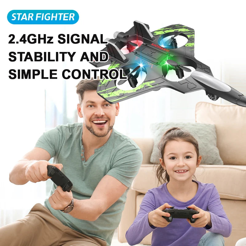 2.4G RC Stunt Foam Helicopter Jet Plane with Gyroscope & LED Light – Indoor Outdoor Toy