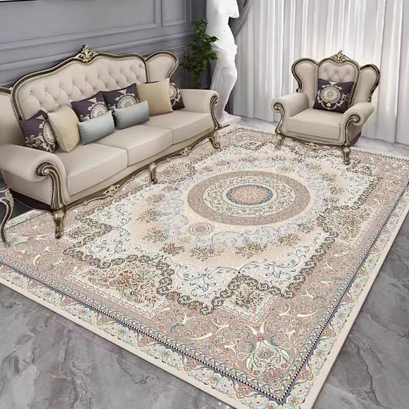 French Retro Persian Carpet – Crystal Velvet Non-Slip Large Area Rug for Living Room & Bedroom