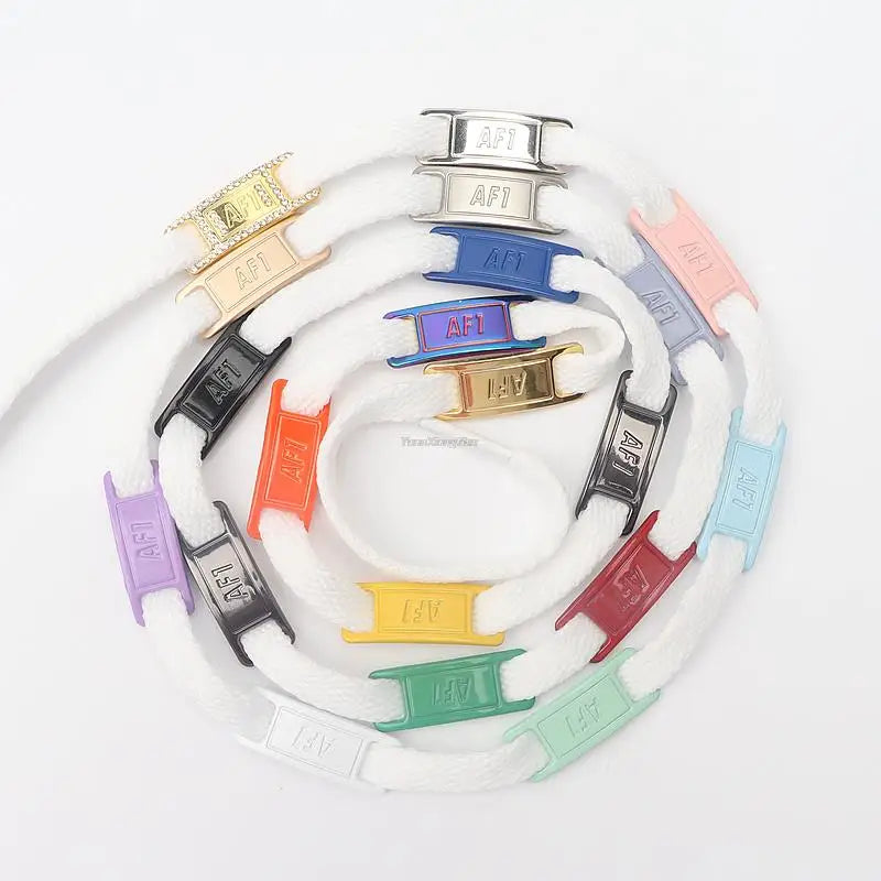 AF1 Shoelaces Combination Set — White Flat Laces & Shoe Decoration for Air Force One Sneakers
