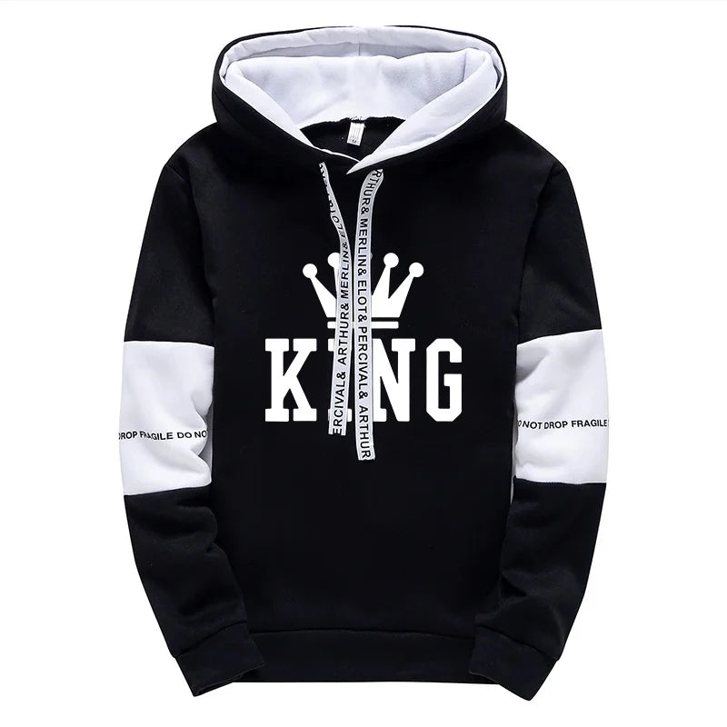 King Print Men's Hoodie & Sweatpants Set – Casual Outdoor Streetwear Tracksuit