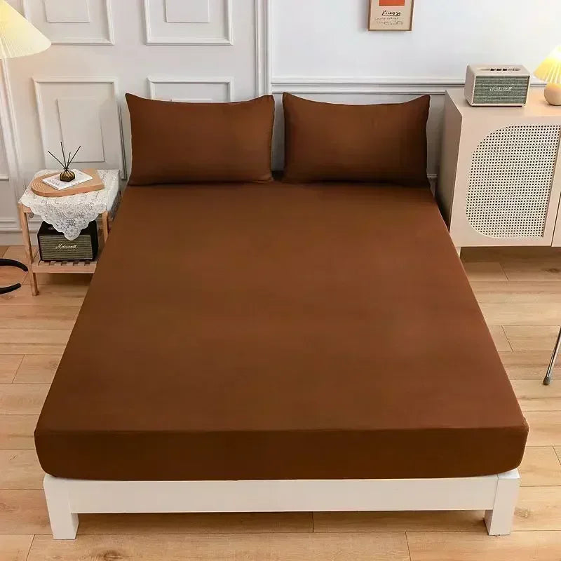 High-Quality Elastic Fitted Sheet – Solid Color Mattress Cover, 80–200cm, Single to King