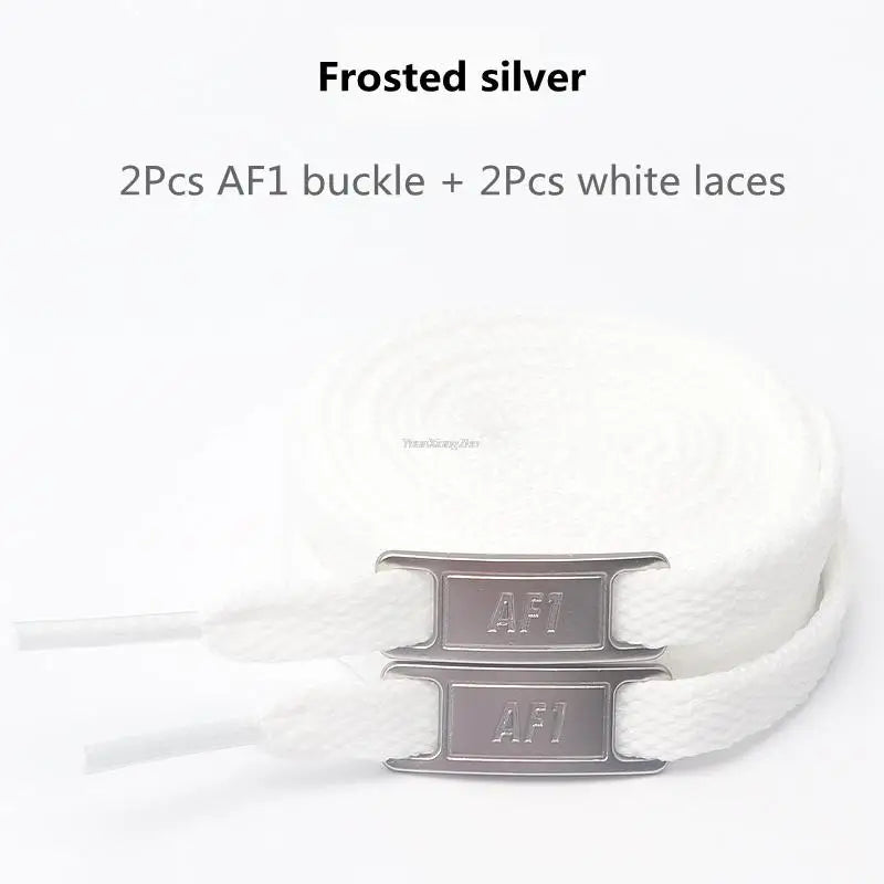 AF1 Shoelaces Combination Set — White Flat Laces & Shoe Decoration for Air Force One Sneakers