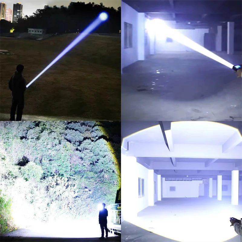 Magnetic Tactical LED Flashlight with COB Side Light – USB Rechargeable, 5 Modes, Zoomable