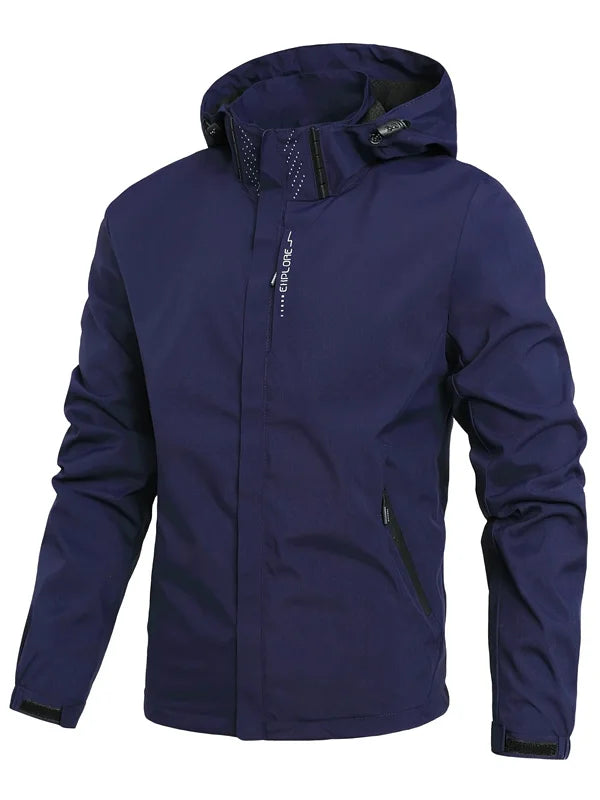Men's Lightweight Waterproof Hooded Rain Jacket — Packable Outdoor Shell