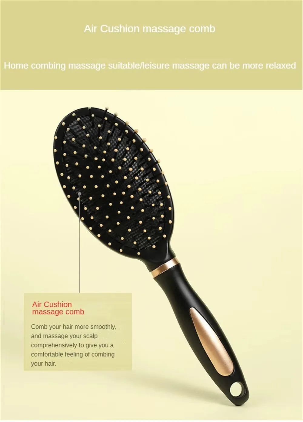 Air Cushion Hairbrush – Soft Nylon Bristle Scalp Massage Detangler for Wet & Dry Hair
