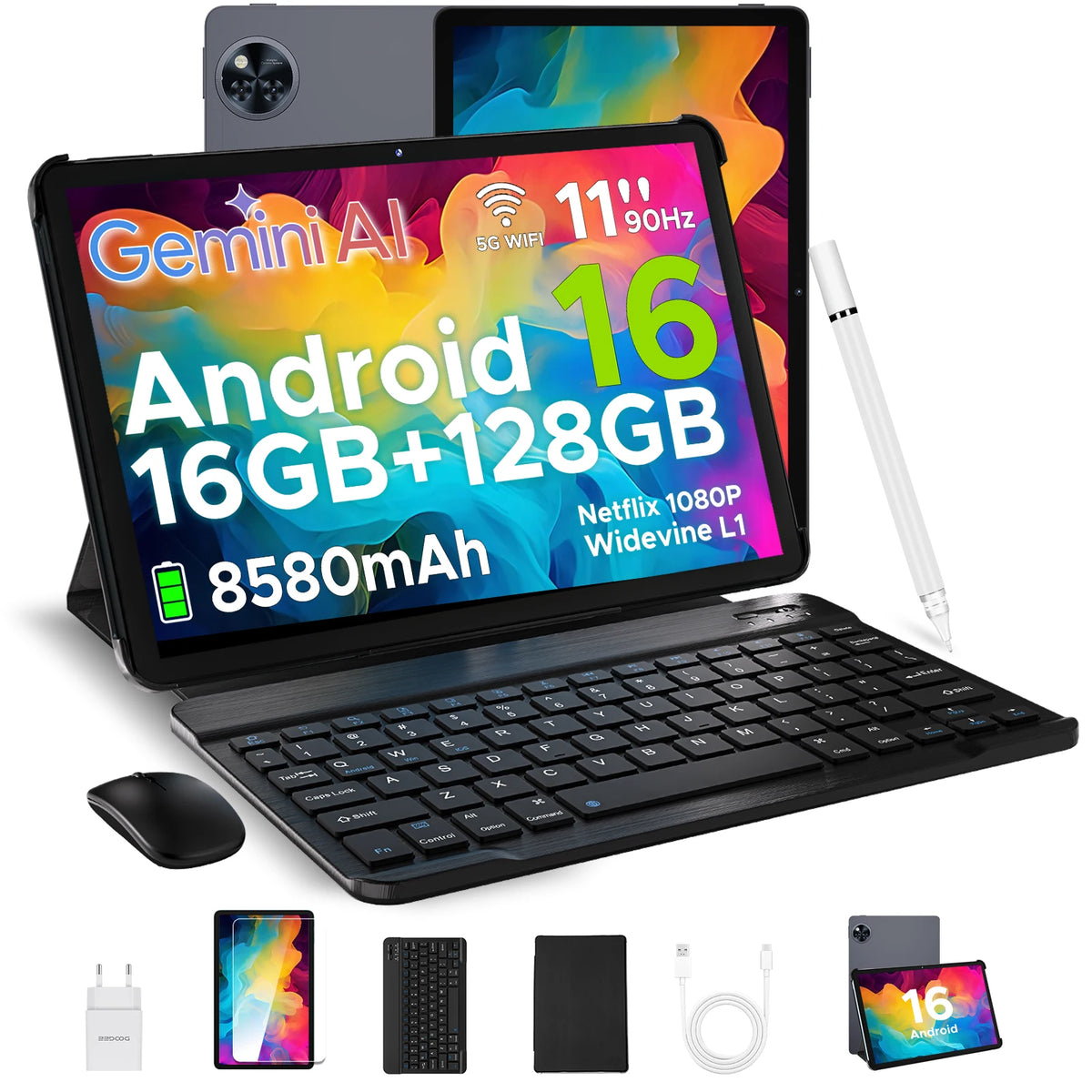 DOOGEE U11 11" Android 15 Tablet – 90Hz Display, 4GB RAM, 128GB ROM, 8580mAh, Dual Speaker, Widevine L1