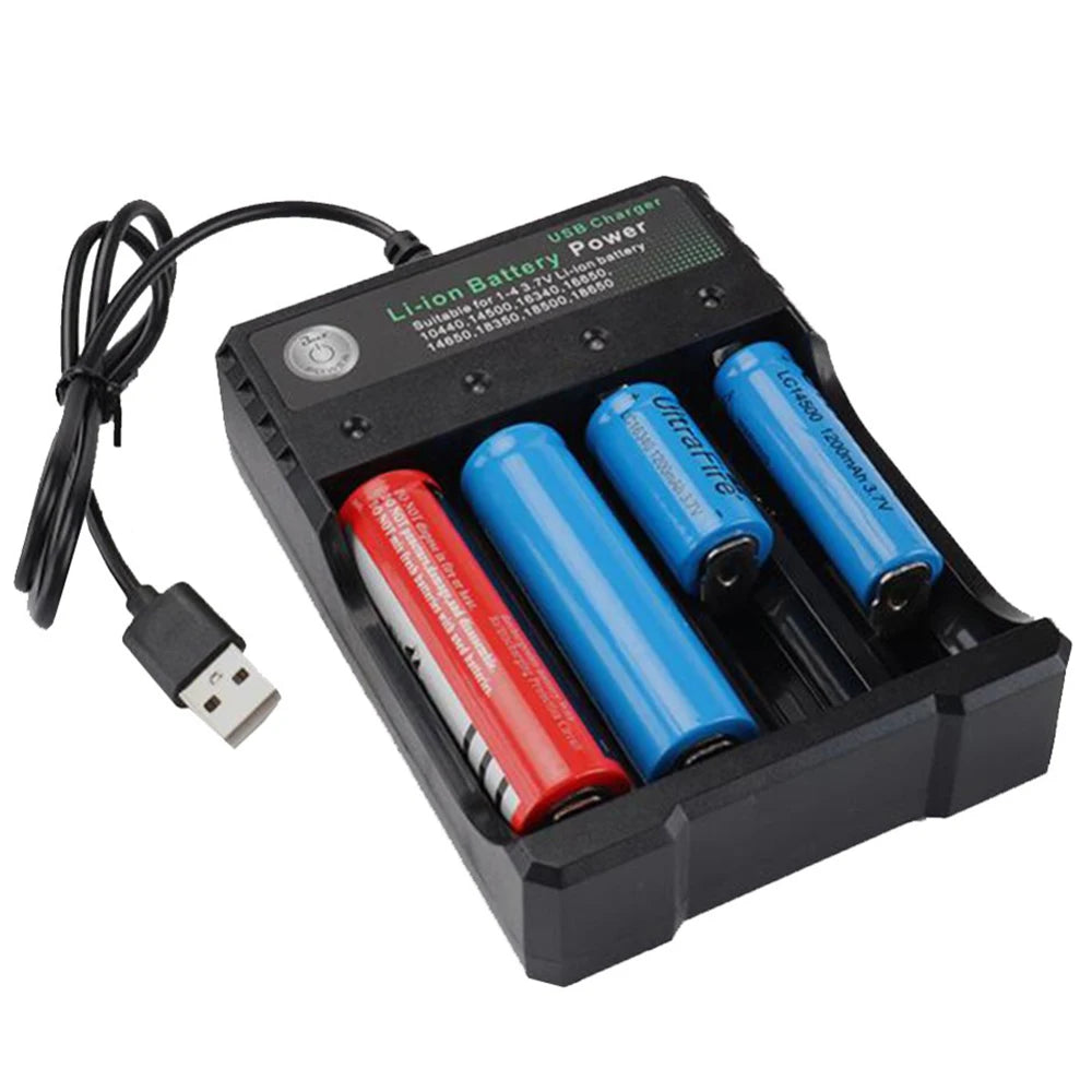 USB Li-ion Battery Charger – 2, 3 or 4 Slot Independent Charging for 18650, 18350 & 18500 Batteries