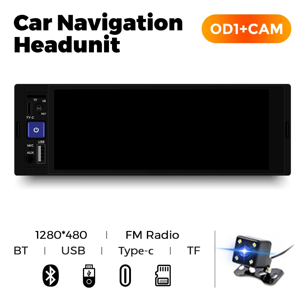 1-DIN 6.86" Car Radio MP5 Player – Wireless CarPlay & Android Auto, FM, Bluetooth, TF, AUX | Universal Fit
