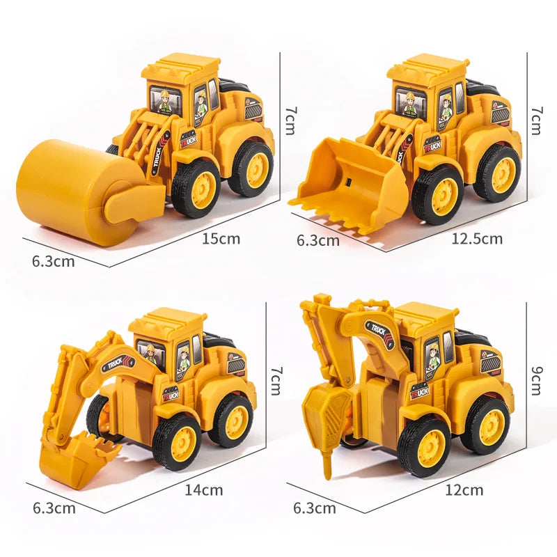 Press & Slide Construction Vehicle Toy – Excavator, Bulldozer & Road Roller for Kids