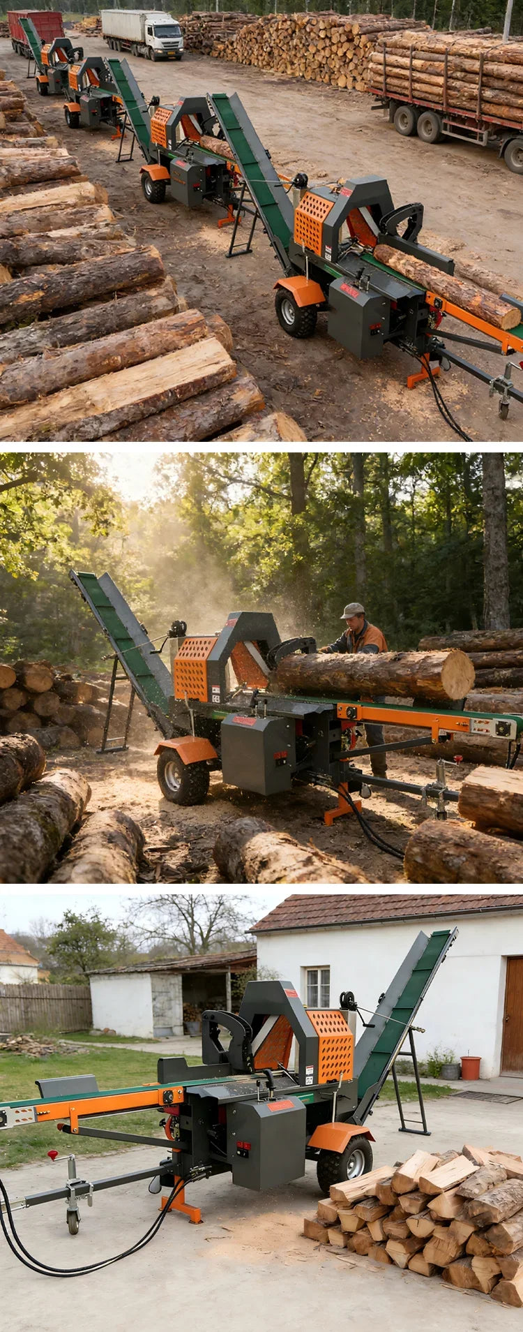 2-in-1 Hydraulic Log Splitter & Firewood Processor – 13.5HP Gas, 5m³/H for Home & Commercial