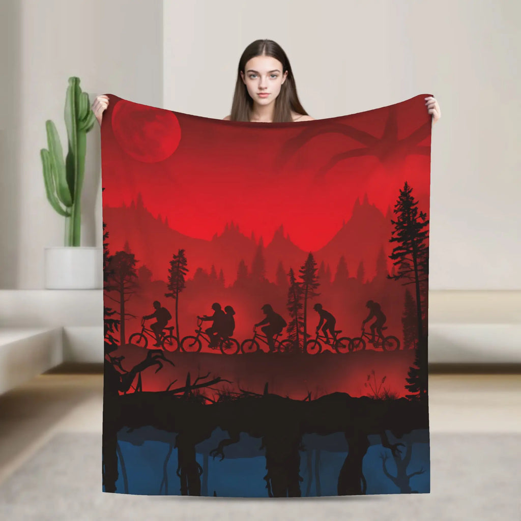 Stranger Things Alphabet Lights Flannel Throw Blanket – Soft, Anti-Pilling, 4 Sizes