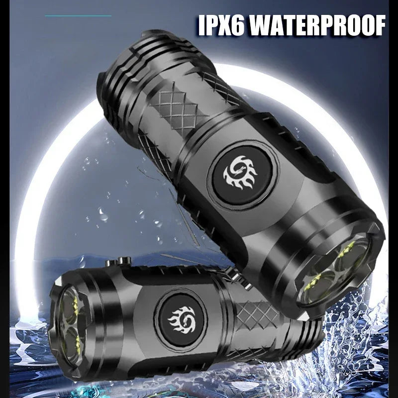 High Power LED Flashlight – Built-In Rechargeable Battery, Pen Clip Torch for Camping & Emergency Use