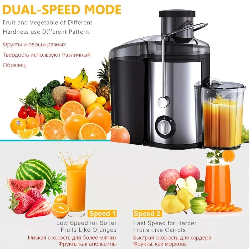 Multifunctional Juicer Blender & Food Processor — 3" Wide Mouth, Easy Clean, High Juice Yield